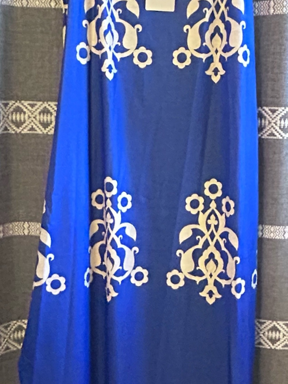 Royal Blue Maxi Dress with Cream Floral Print